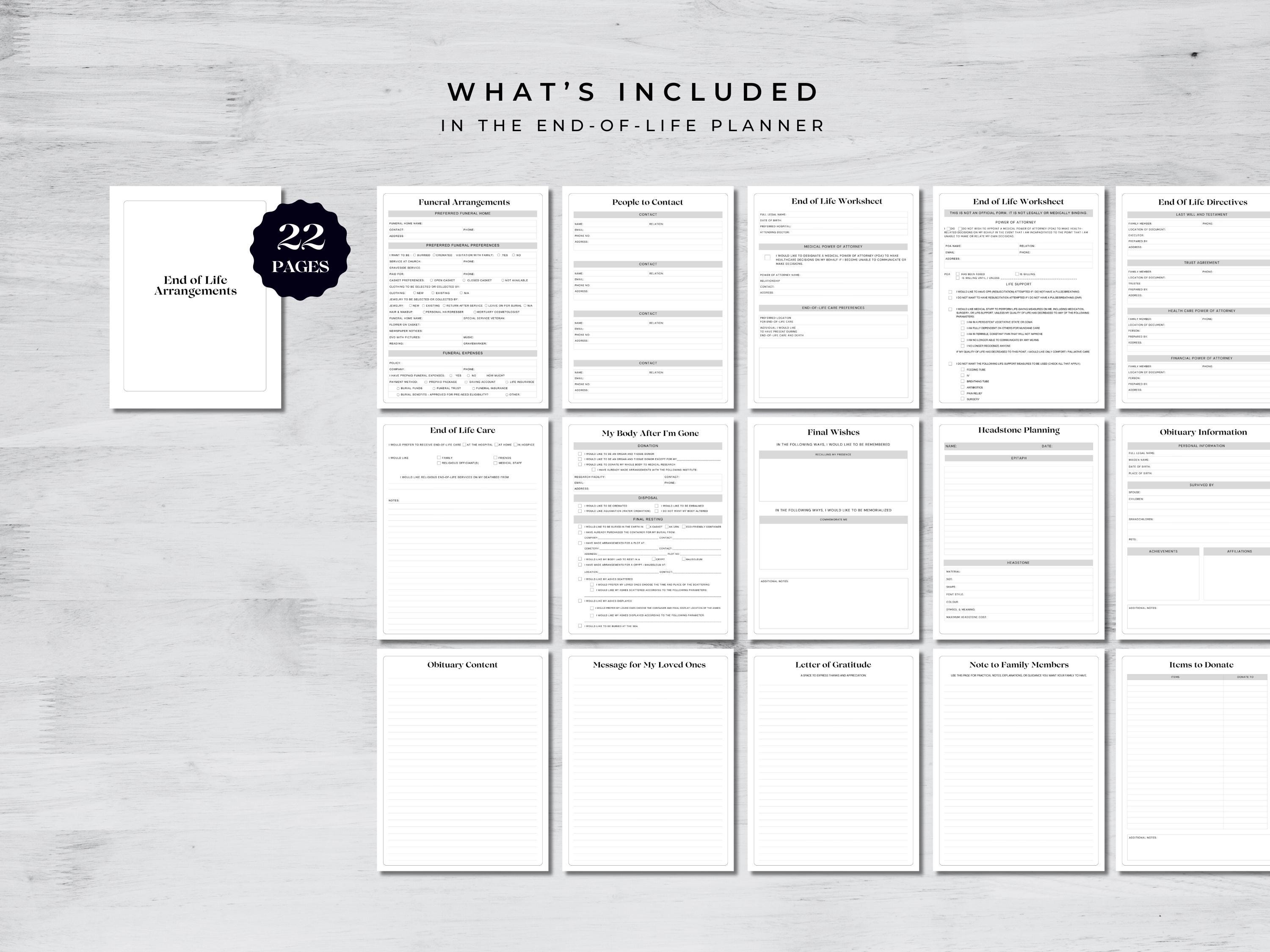 End of Life Planner Printable PDF for Aging Parents, Just in Case ...