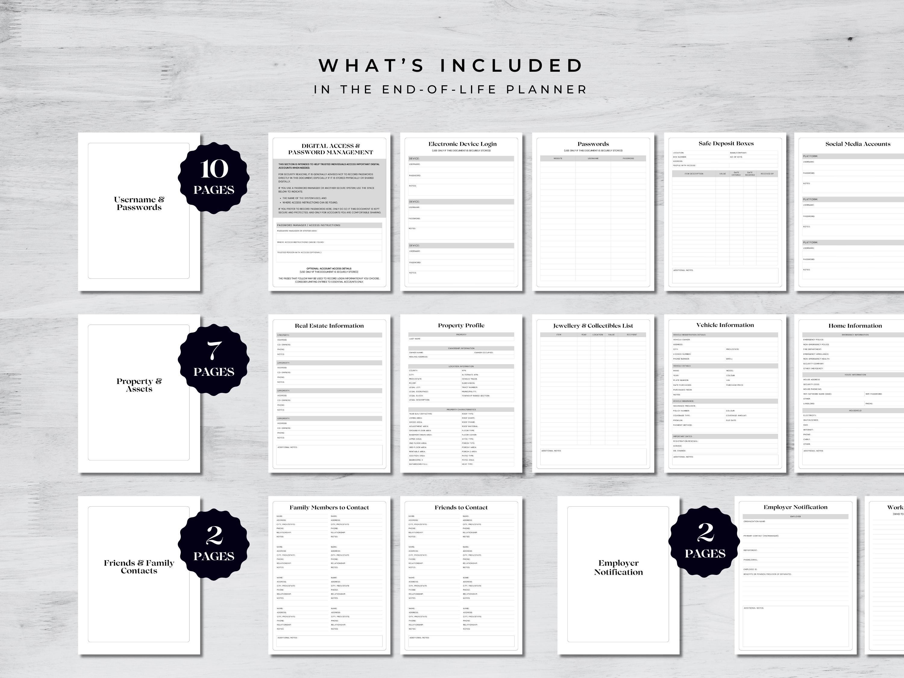 End of Life Planner Printable PDF for Aging Parents, Just in Case ...