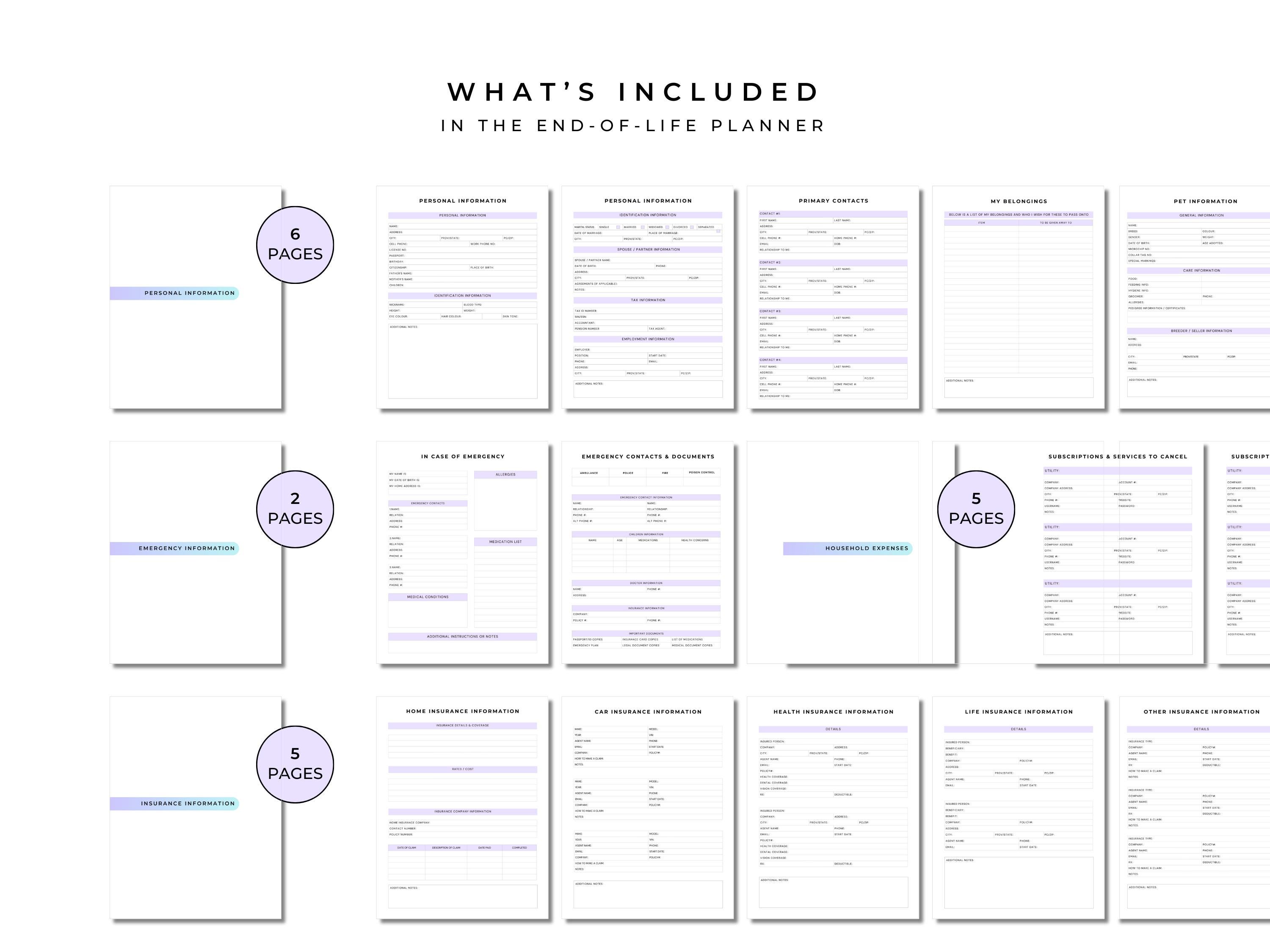 End of Life Planner Printable PDF for Aging Parents, Just in Case ...