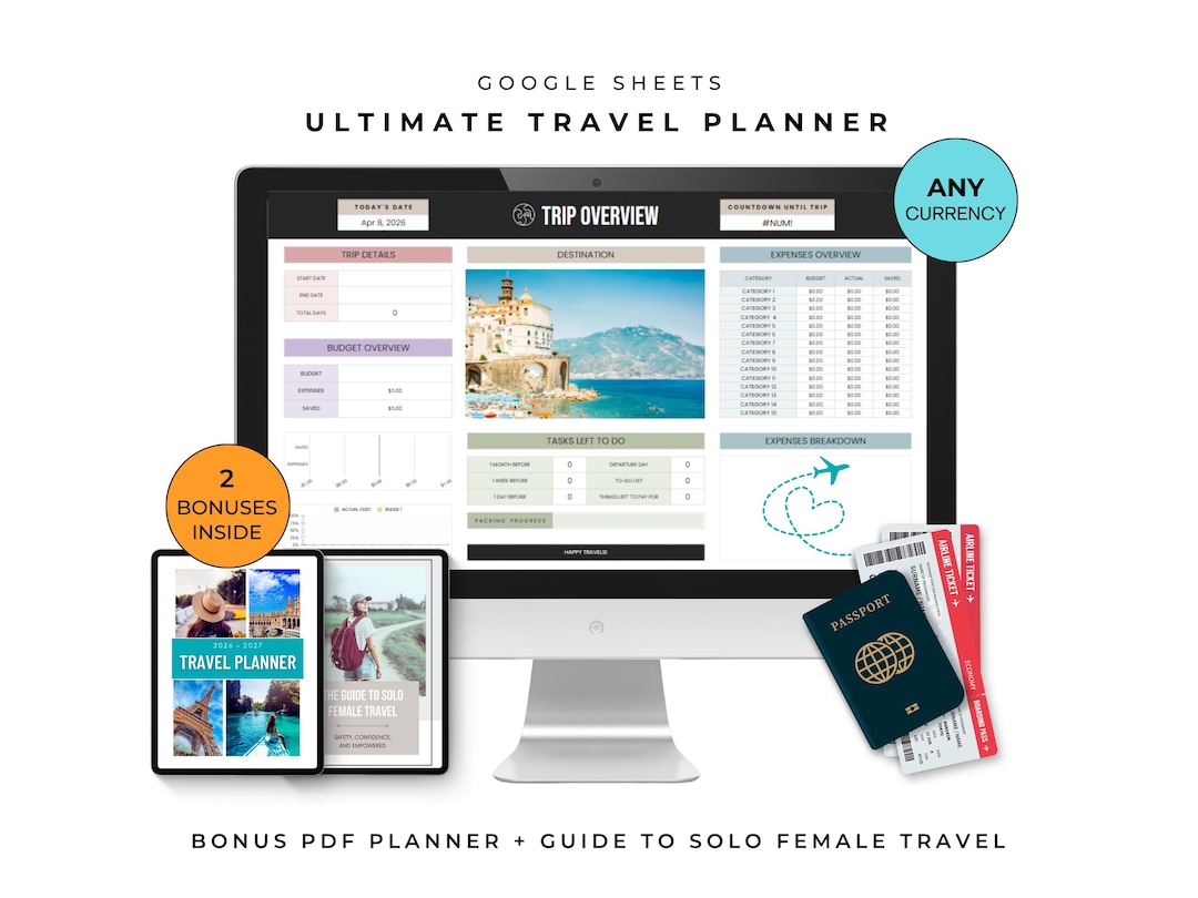 Travel Planner Spreadsheet Google Sheets | Trip Dashboard | Travel ...