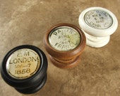 Handmade Postmark Knobs, Pulls, Handles in Wood for Cabinet Doors, Furniture Drawers Price is for 1 Knob (Quantity Discounts Available )