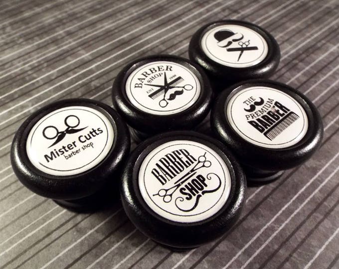 Vintage Barber Shop Black & White Decorative Cabinet Knobs...Price is for 1 Knob (Quantity Discounts Available!)