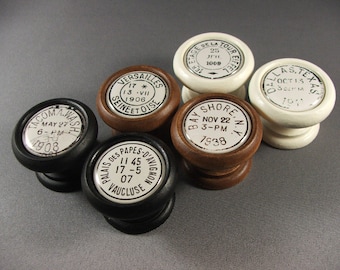 Historical Postmark Reproduction Wood Cabinet Knobs, Pulls, Handles...Price is for 1 Knob (Discount Quantities Available)