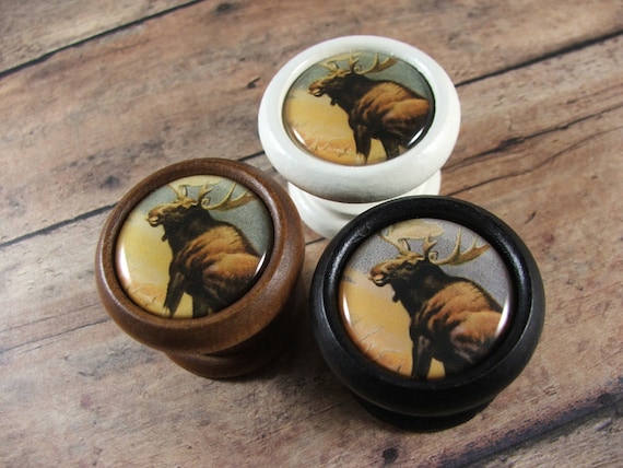 Moose Cabinet Hardware Knob Pull Handle In Wood For Cabinet Etsy