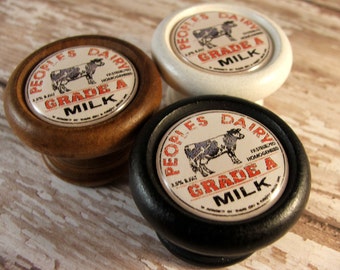 People's Dairy "Down on the Farm" Milk Bottle Cap Decorative Knobs...Price is for 1 Knob (Quantity Discounts Available!)