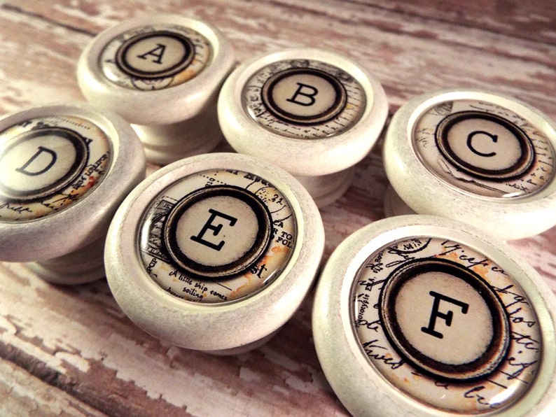 A-Z Typewriter Key Decorative Wood Cabinet Knobs, Pulls...Price is for 1 Knob (Quantity Discounts Available!) image 4