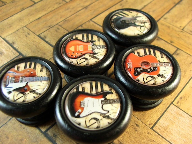 Decorative Guitar Design Knobs Pulls Handles...price Etsy