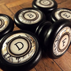A-Z Typewriter Key Decorative Wood Cabinet Knobs, Pulls...Price is for 1 Knob (Quantity Discounts Available!) image 2