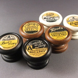 Handmade Wood Cabinet Knob, Vintage Dairy Design