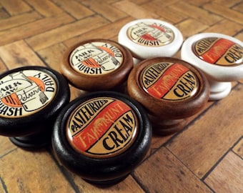Wood Kitchen Pulls, Knobs, with Old Fashioned Milk Bottle Caps...Price is for 1 Knob (Quantity Discounts Available!)