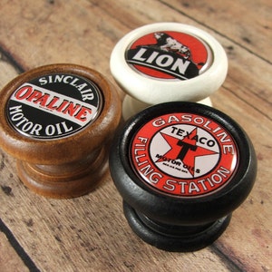 Vintage Gas and Auto Red & Black Decorative Cabinet Knobs...Price is for 1 Knob (Quantity Discounts Available!)