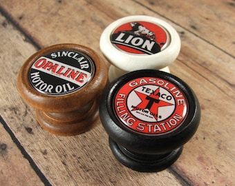 Vintage Gas and Auto Red & Black Decorative Cabinet Knobs...Price is for 1 Knob (Quantity Discounts Available!)