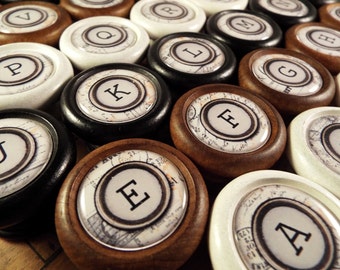 A-Z Typewriter Key Decorative Wood Cabinet Knobs, Pulls...Price is for 1 Knob (Quantity Discounts Available!)