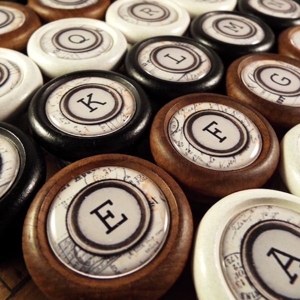 A-Z Typewriter Key Decorative Wood Cabinet Knobs, Pulls...Price is for 1 Knob (Quantity Discounts Available!)