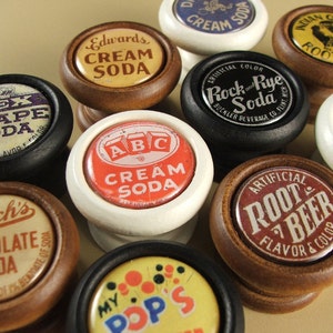 Pop Bottle Cap Decorative Wood Knobs, Pulls ...Price is for 1 Knob (Quantity Discounts Available!)