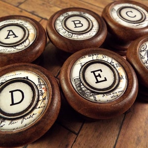 A-Z Typewriter Key Decorative Wood Cabinet Knobs, Pulls...Price is for 1 Knob (Quantity Discounts Available!) image 3