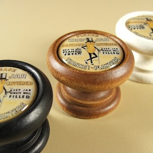 Wood Cabinet Knob, Planters Peanut Design, Mid-Century Modern