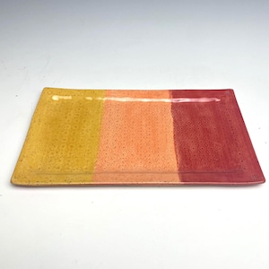 Tricolor Stoneware Serving Platter, Handmade Appetizer Dish