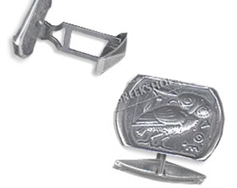 Manguitos de búho rectangular de plata de ley (23 mm)