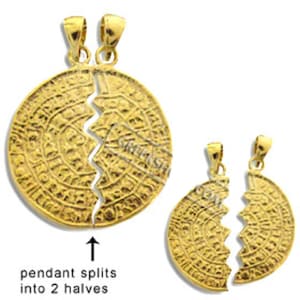 24k Gold Plated Sterling Silver Pendant - Phaistos Disk Friendship Necklace (28mm)