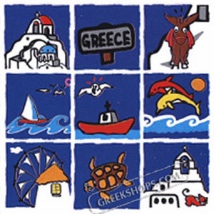 Griechenland Themen Cartoon Fliesen Kinder T-Shirt