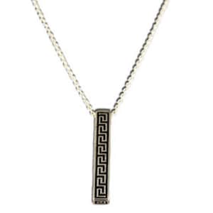 Ancient Greek Key Column Sterling Silver Pendant with 16&quot; chain, Made In Greece