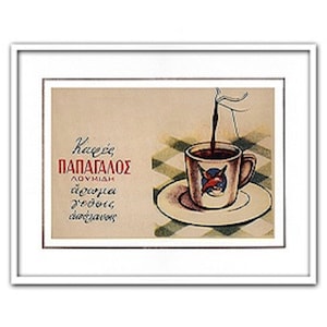 Griechisches Vintage Werbeplakat - Papagalos Loumidi Kaffee (1955)