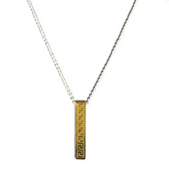 Ancient Greek Key Column Gold Plated Sterling Silver Pendant with 16
