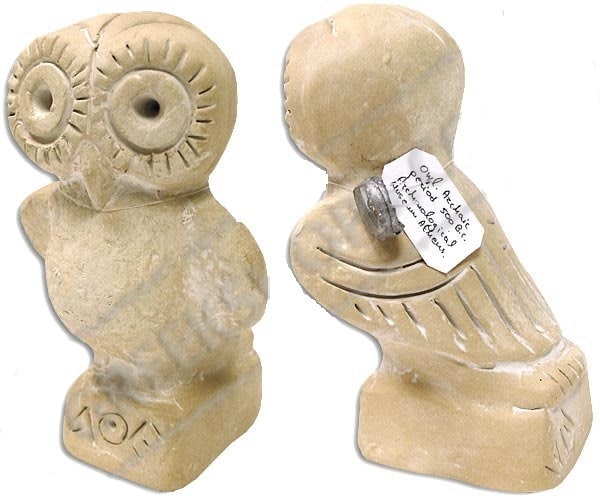 Owl Replica from the Archaic Period 500 BC, Archaelogical Museum of Athens