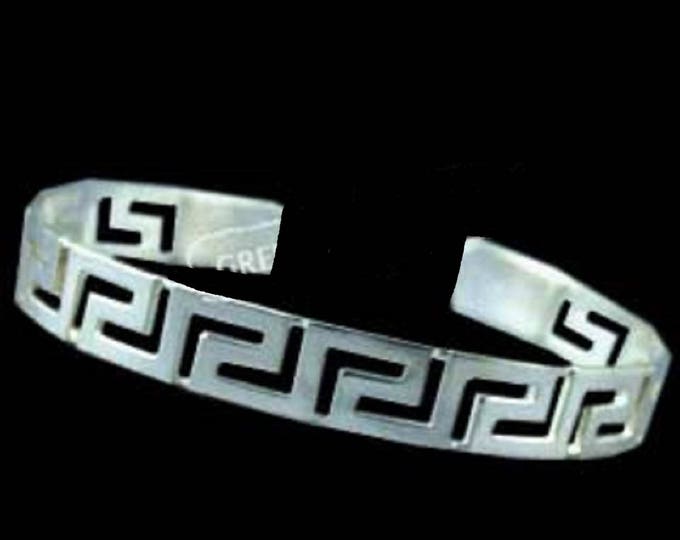 Sterling Silver Greek Cuff Bracelet Greek Key Motif 8mm Etsy