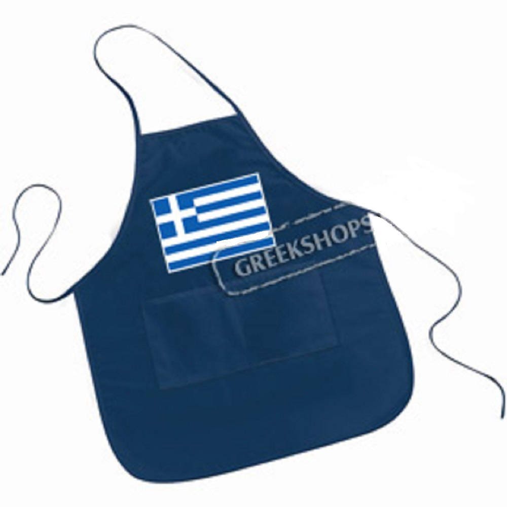 Modern Greek Large Pocketed Apron Greek Flag Etsy