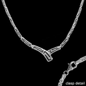 Sterling Silver Necklace - Greek Key Motif Links (3mm)