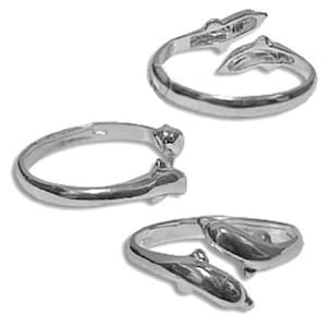 Sterling Silver Ring - Double Minoan Dolphin (Adjustable)