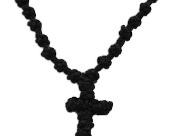 Komboskini Knotted Greek Cross Necklace 30mm by 36 mm,