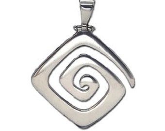 Sterling Silver Pendant - Greek Key Motif (46mm)