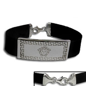 Rubber Bracelet - Sterling Silver Aphrodite Sandblast (1.5cm)