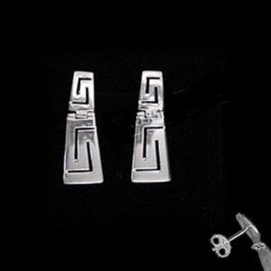 Sterling Silver Earrings w/ Double Greek Key (23mm)