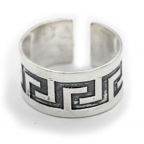 Sterling silver greek key ring deals
