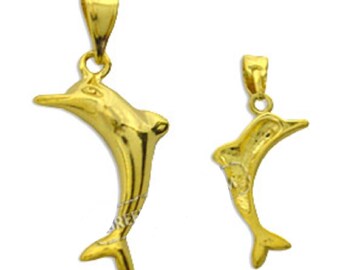 24k Gold Plated Sterling Silver Pendant - Minoan Dolphin (22mm)