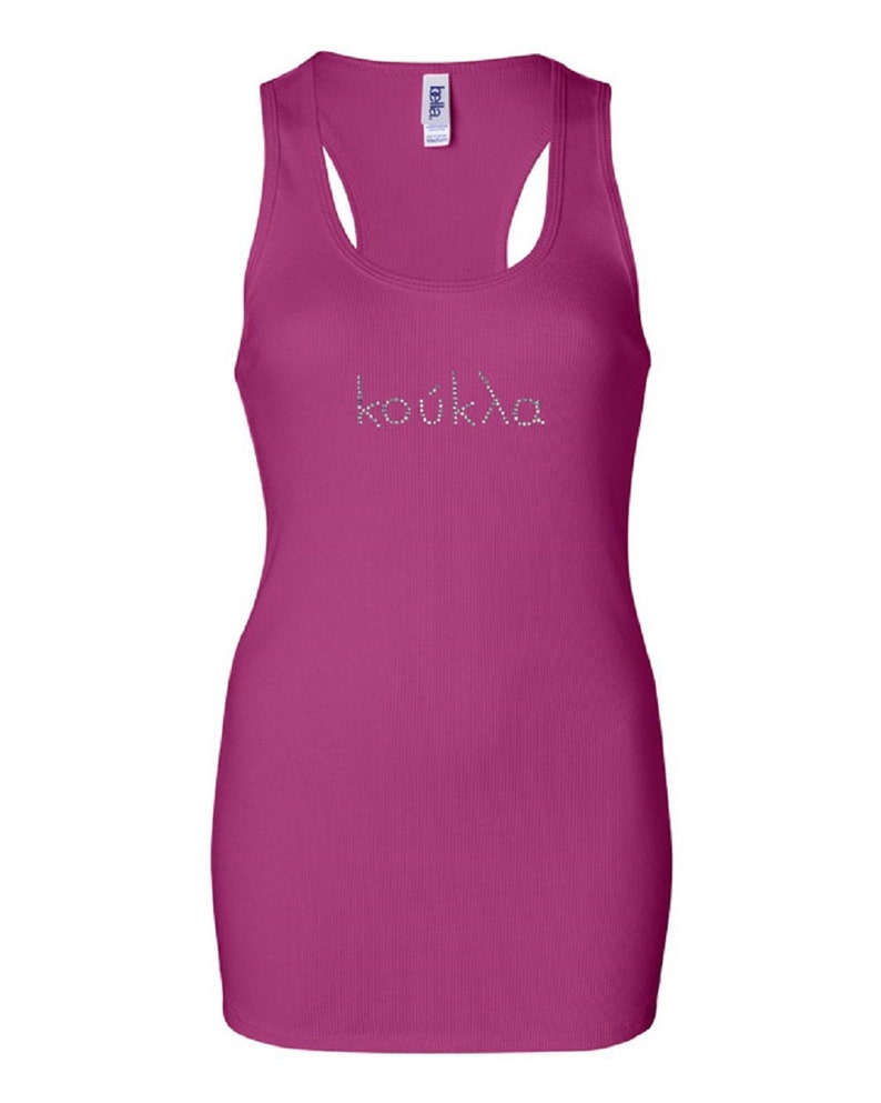 Women's Koukla Greek Rhinestone Racerback Long Tank image 3