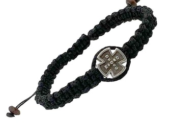 Byzantine Cross Adjustable Knotted Bracelet, Made in Greece