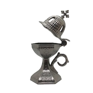 Traditional Greek Incense Burner &quot;Church Dome&quot;, Silver Color