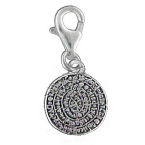 Sterling Silver Charm - Phaistos Disc (12mm)