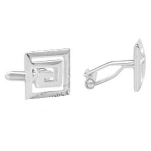 Sterling Silver Cufflinks - Greek Key Square (14mm)