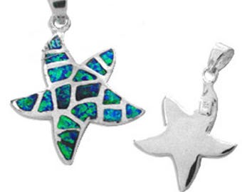 Sterling Silver Pendant - Star w/ Opal Mosaic (23mm)