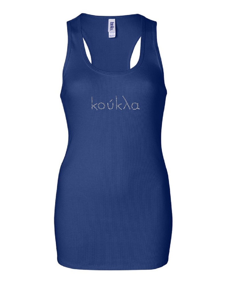 Women's Koukla Greek Rhinestone Racerback Long Tank image 4