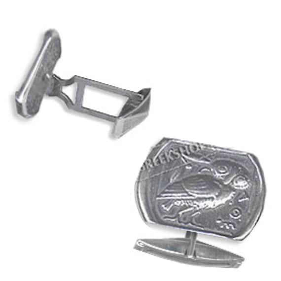 Sterling Silver Rectangle Owl Cufflinks (23mm) - image 1