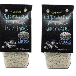 2 PACK Arosis Organic Greek Medium Beans from Small Family Farms (400g)