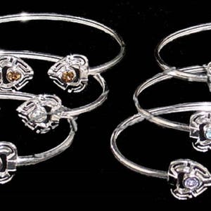 Modern Greek Sterling Silver Greek Key Heart Gemstone Bracelet