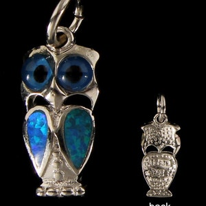 Sterling Silver Pendant - Opal Owl, Greek Wisdom (14mm)